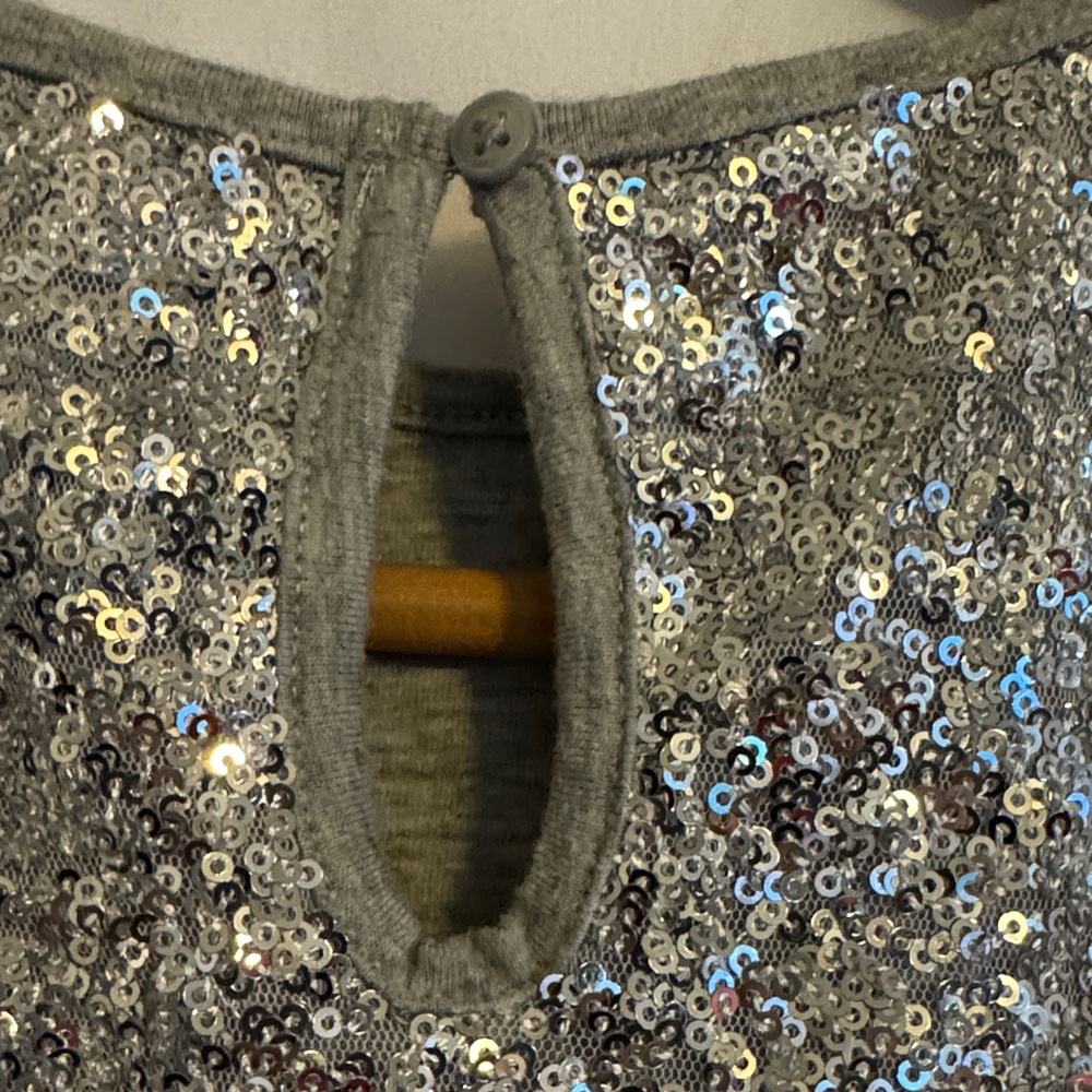 GAP Kids Girls Sequin Sparkle‎ Party Dress Gray Silver Size S (6-7) - Picture 4 of 7